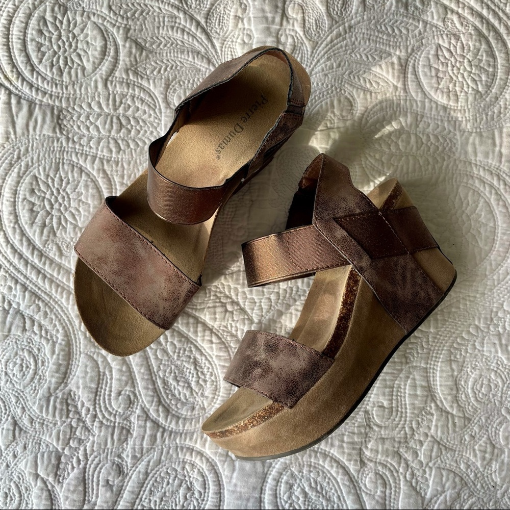 Pierre Dumas Hester Wedge Bronze Brown Size 8.5
